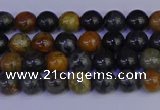 CPJ470 15.5 inches 4mm round black picasso jasper beads wholesale