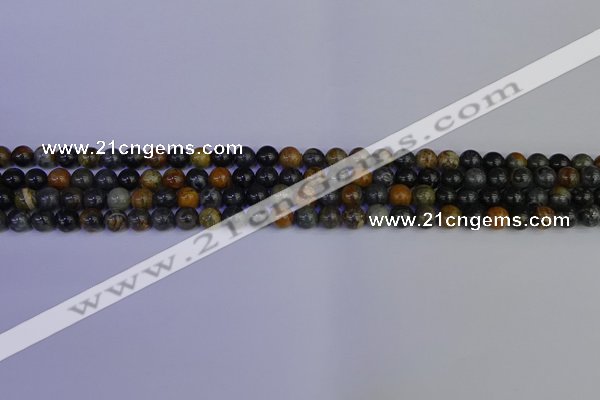 CPJ470 15.5 inches 4mm round black picasso jasper beads wholesale