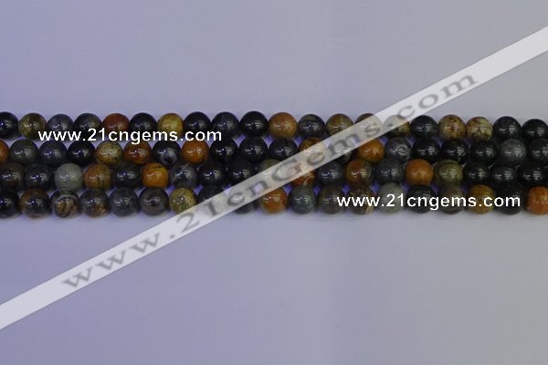 CPJ472 15.5 inches 8mm round black picasso jasper beads wholesale