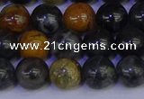 CPJ473 15.5 inches 10mm round black picasso jasper beads wholesale