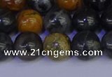 CPJ474 15.5 inches 12mm round black picasso jasper beads wholesale