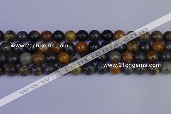 CPJ475 15.5 inches 14mm round black picasso jasper beads wholesale