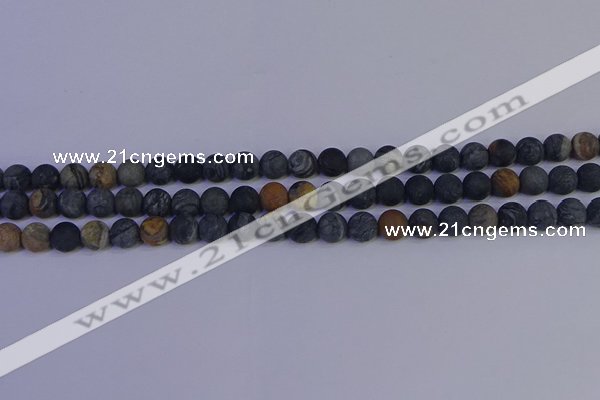 CPJ492 15.5 inches 8mm round matte black picasso jasper beads