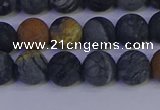 CPJ493 15.5 inches 10mm round matte black picasso jasper beads