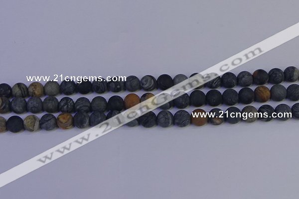 CPJ493 15.5 inches 10mm round matte black picasso jasper beads