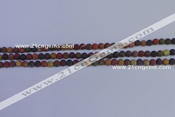 CPJ500 15.5 inches 4mm round matte picasso jasper beads wholeasle