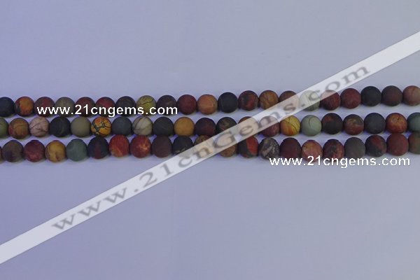 CPJ502 15.5 inches 8mm round matte picasso jasper beads wholesale