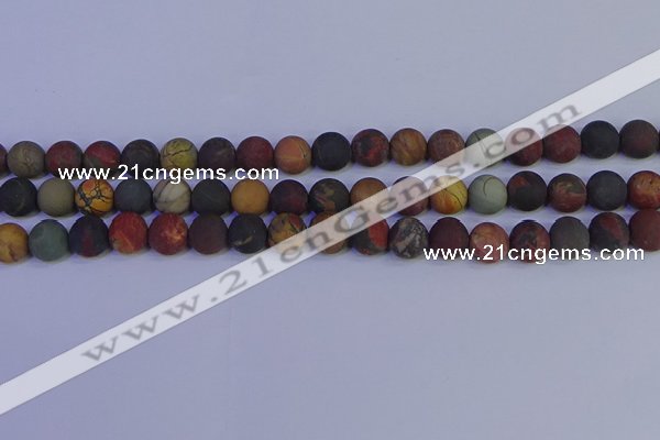 CPJ503 15.5 inches 10mm round matte picasso jasper beads wholesale