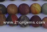 CPJ504 15.5 inches 12mm round matte picasso jasper beads wholesale