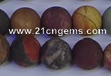 CPJ505 15.5 inches 14mm round matte picasso jasper beads wholesale