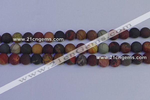 CPJ505 15.5 inches 14mm round matte picasso jasper beads wholesale