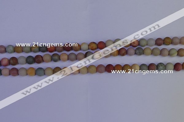 CPJ511 15.5 inches 6mm round matte polychrome jasper beads wholeasle