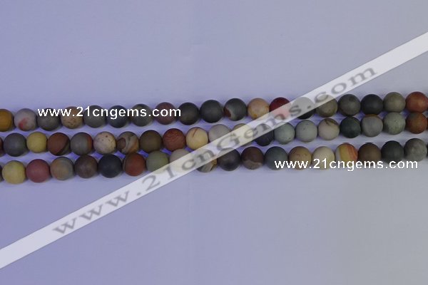 CPJ512 15.5 inches 8mm round matte polychrome jasper beads wholeasle