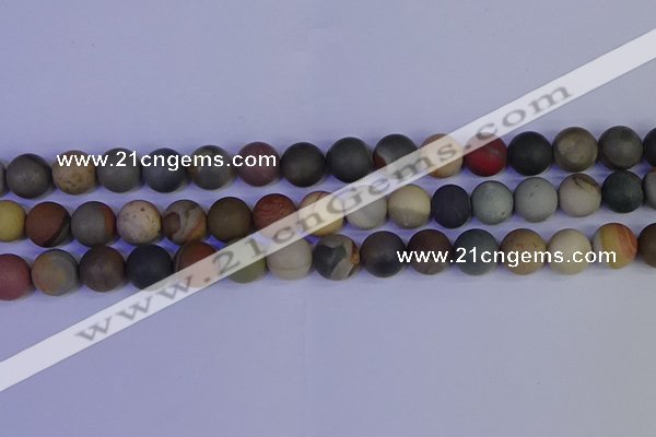 CPJ514 15.5 inches 12mm round matte polychrome jasper beads wholeasle