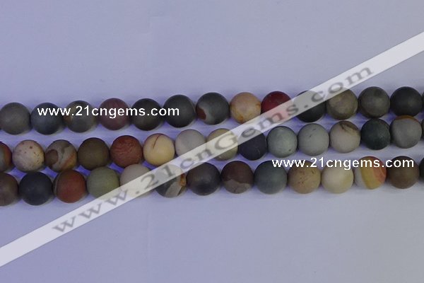 CPJ515 15.5 inches 14mm round matte polychrome jasper beads wholeasle