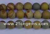 CPJ521 15.5 inches 6mm round matte wildhorse picture jasper beads