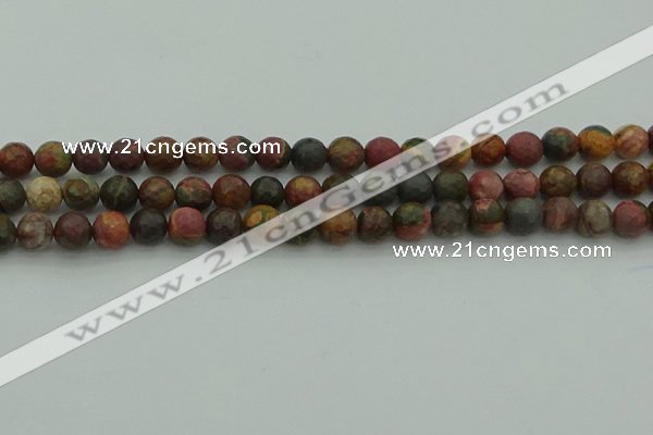 CPJ531 15.5 inches 6mm faceted round picasso jasper beads