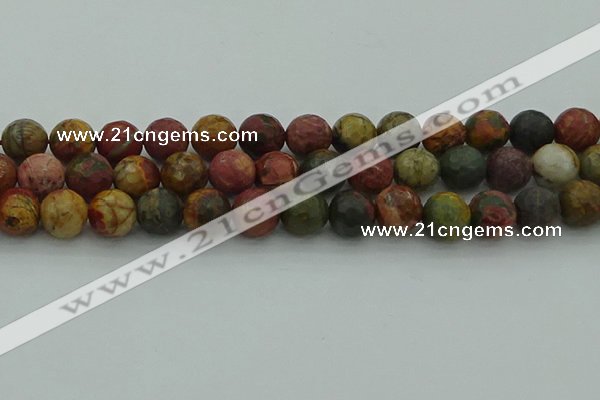 CPJ534 15.5 inches 12mm faceted round picasso jasper beads