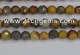 CPJ540 15.5 inches 4mm faceted round wildhorse picture jasper beads