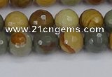 CPJ542 15.5 inches 8mm faceted round wildhorse picture jasper beads