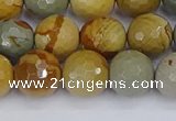 CPJ543 15.5 inches 10mm faceted round wildhorse picture jasper beads