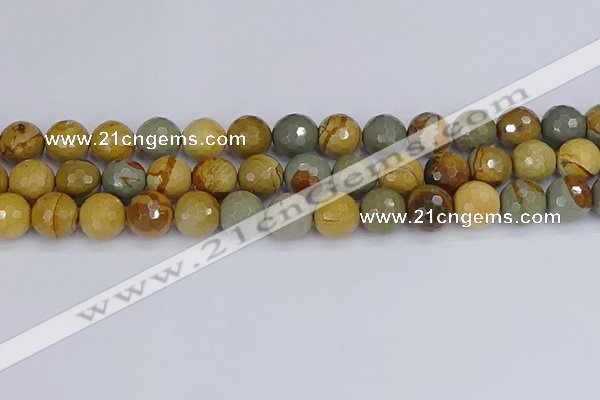 CPJ544 15.5 inches 12mm faceted round wildhorse picture jasper beads