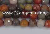 CPJ546 15.5 inches 4mm faceted round polychrome jasper beads