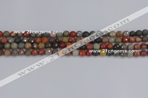 CPJ547 15.5 inches 6mm faceted round polychrome jasper beads