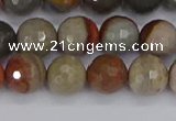 CPJ548 15.5 inches 8mm faceted round polychrome jasper beads