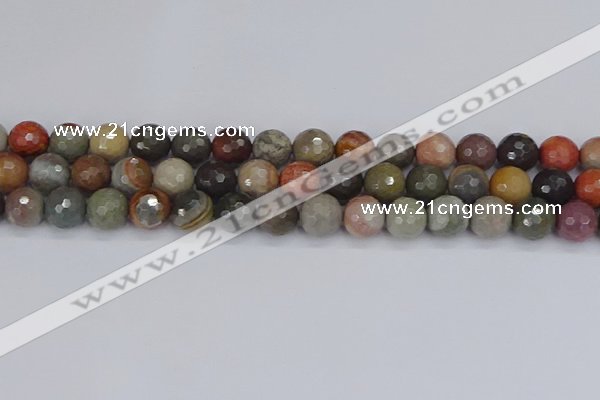 CPJ549 15.5 inches 10mm faceted round polychrome jasper beads