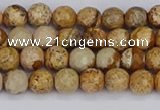 CPJ555 15.5 inches 4mm faceted round picture jasper beads