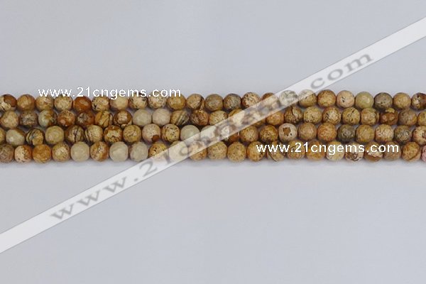 CPJ556 15.5 inches 6mm faceted round picture jasper beads