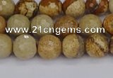 CPJ557 15.5 inches 8mm faceted round picture jasper beads