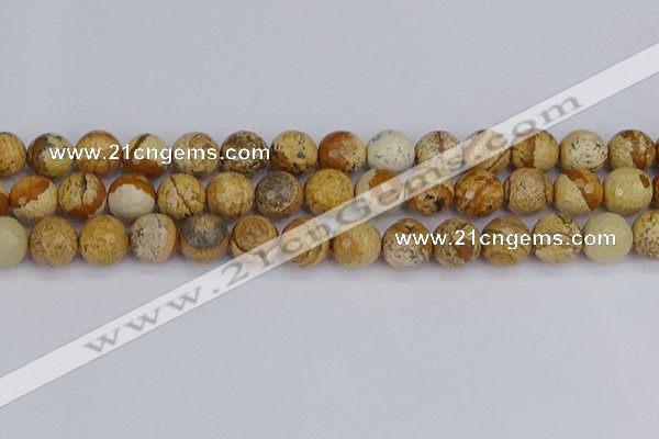 CPJ559 15.5 inches 12mm faceted round picture jasper beads