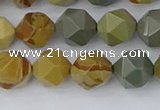 CPJ572 15.5 inches 10mm faceted nuggets wildhorse picture jasper beads