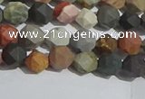 CPJ590 15.5 inches 6mm faceted nuggets matte polychrome jasper beads