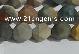 CPJ592 15.5 inches 10mm faceted nuggets matte polychrome jasper beads