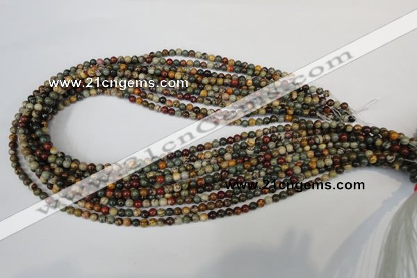 CPJ61 15.5 inches 4mm round picasso jasper gemstone beads