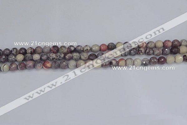 CPJ610 15.5 inches 4mm faceted round purple striped jasper beads