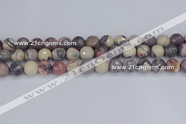 CPJ614 15.5 inches 12mm faceted round purple striped jasper beads