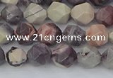 CPJ620 15.5 inches 6mm faceted nuggets purple striped jasper beads