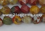 CPJ626 15.5 inches 6mm faceted nuggets picasso jasper beads