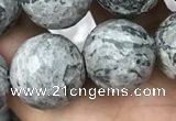 CPJ646 15.5 inches 16mm faceted round grey picture jasper beads