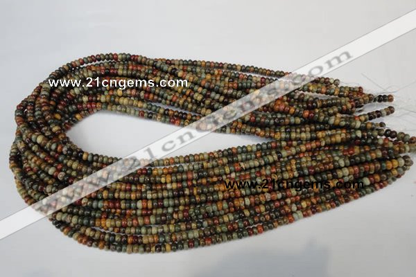 CPJ68 15.5 inches 2*4mm rondelle picasso jasper gemstone beads