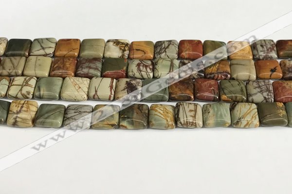 CPJ685 15.5 inches 10*10mm square picasso jasper beads wholesale