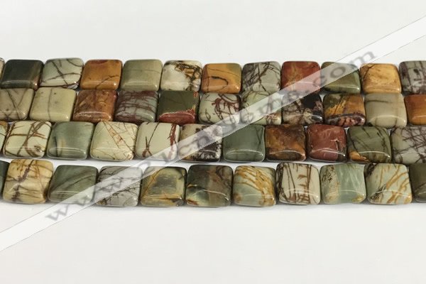 CPJ686 15.5 inches 12*12mm square picasso jasper beads wholesale