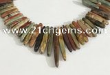 CPJ688 Top drilled 5*15mm - 

6*45mm sticks picasso jasper beads