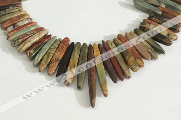 CPJ688 Top drilled 5*15mm - 

6*45mm sticks picasso jasper beads