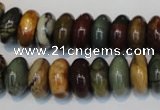 CPJ69 15.5 inches 7*14mm rondelle picasso jasper gemstone beads