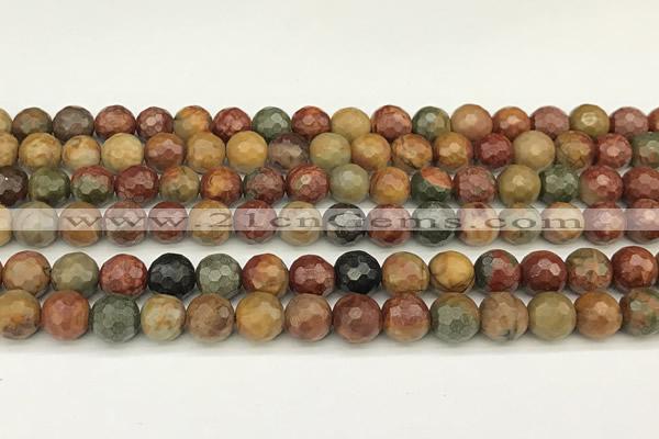 CPJ690 15 inches 6mm faceted round picasso jasper beads